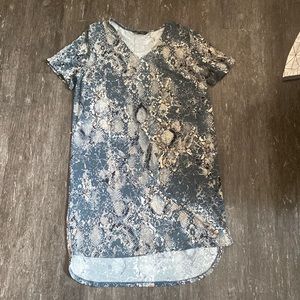 Blue and tan snake skin print dress size large by Christian siriano